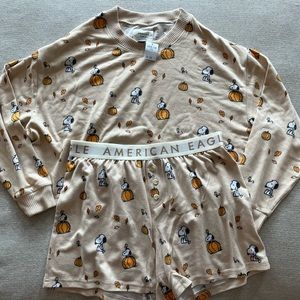 American Eagle Peanuts Fall Plush PJ Set (NWT)